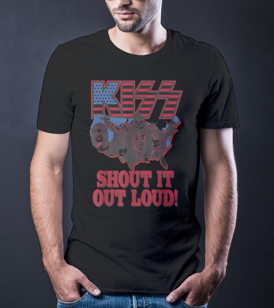 KISS Shout It Out Loud USA Band Members Map T-Shirt