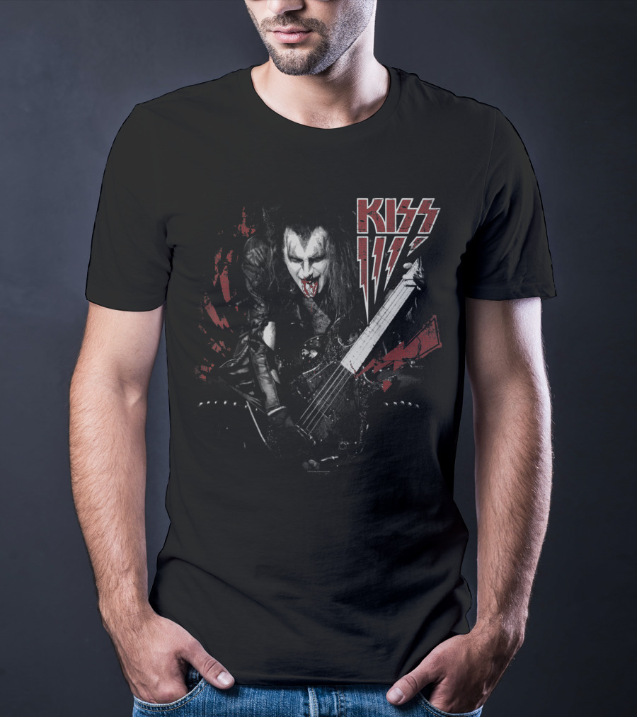 KISS Simmons Rock Icon Bass Guitar Demon Makeup T-Shirt