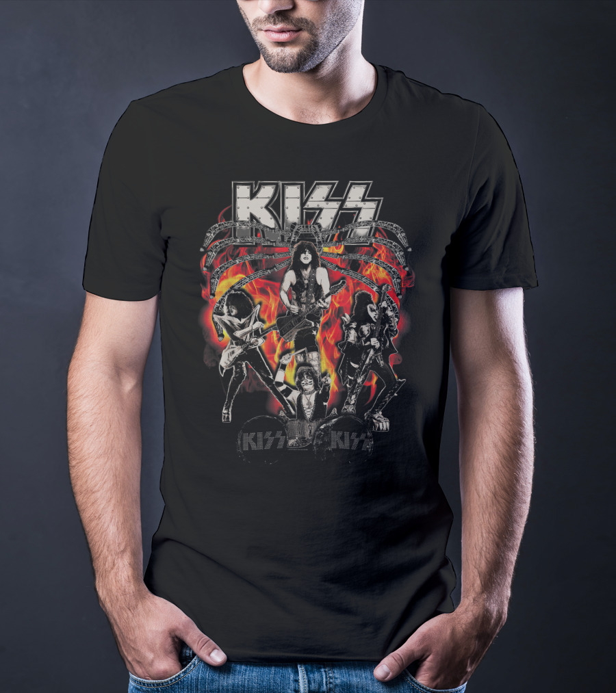 KISS Spider Stage Fiery Rock Band Performance T-Shirt
