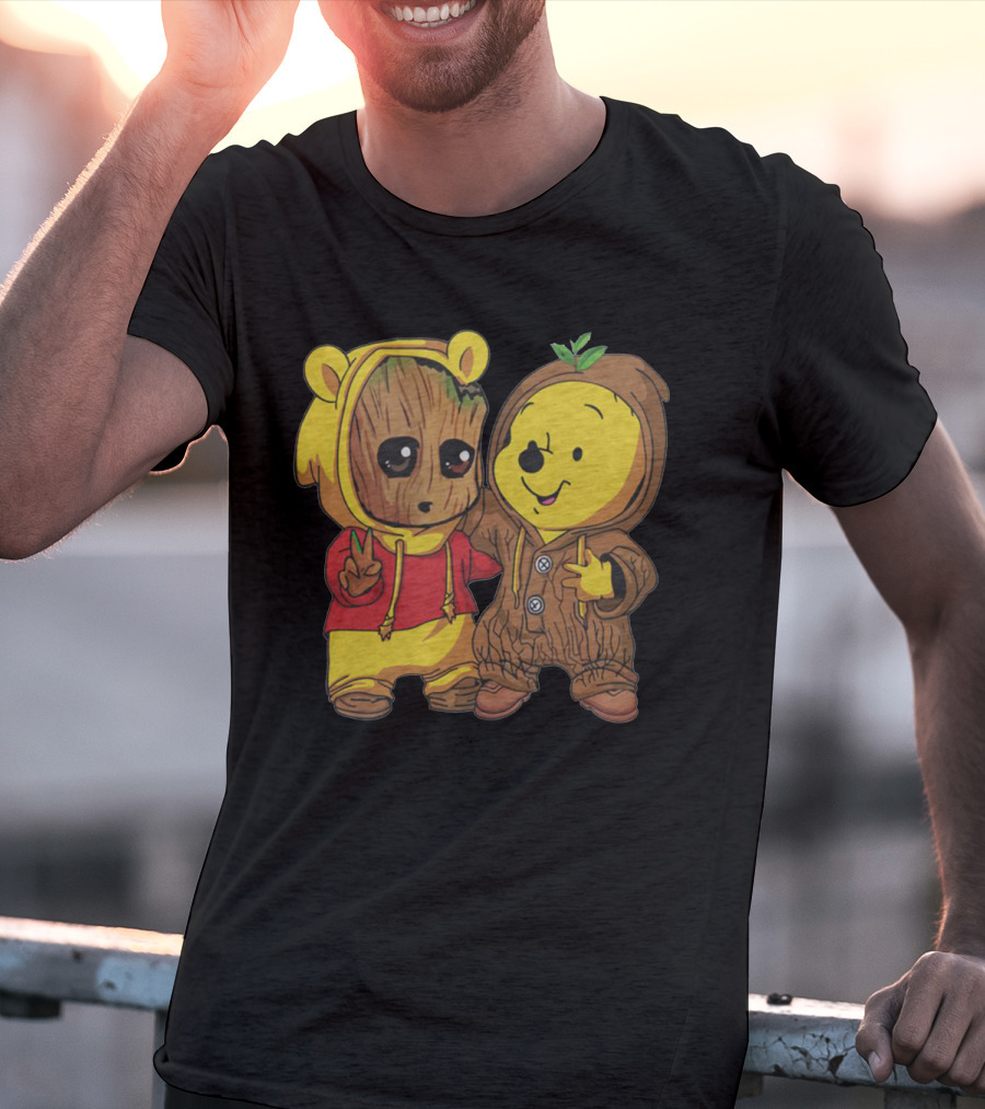 Groot And Bear Friend Cute Costume Crossover T-Shirt