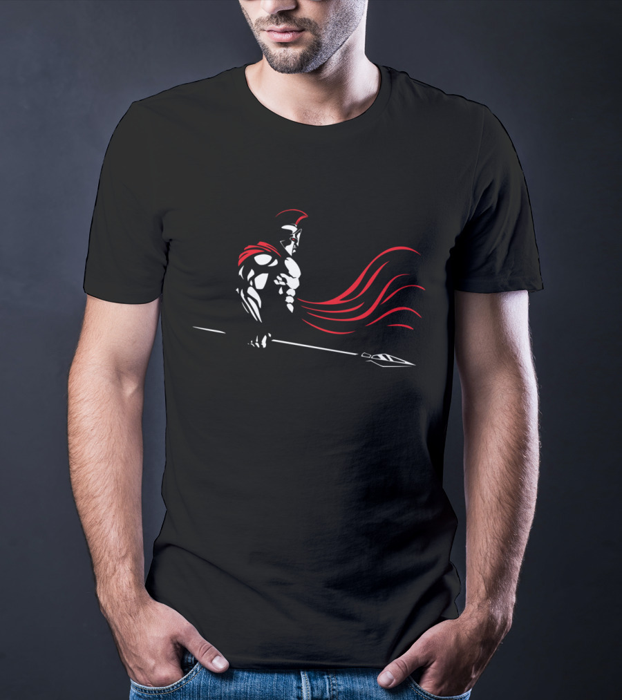 SPARTAN Warrior With Red Cape And Spear T-Shirt