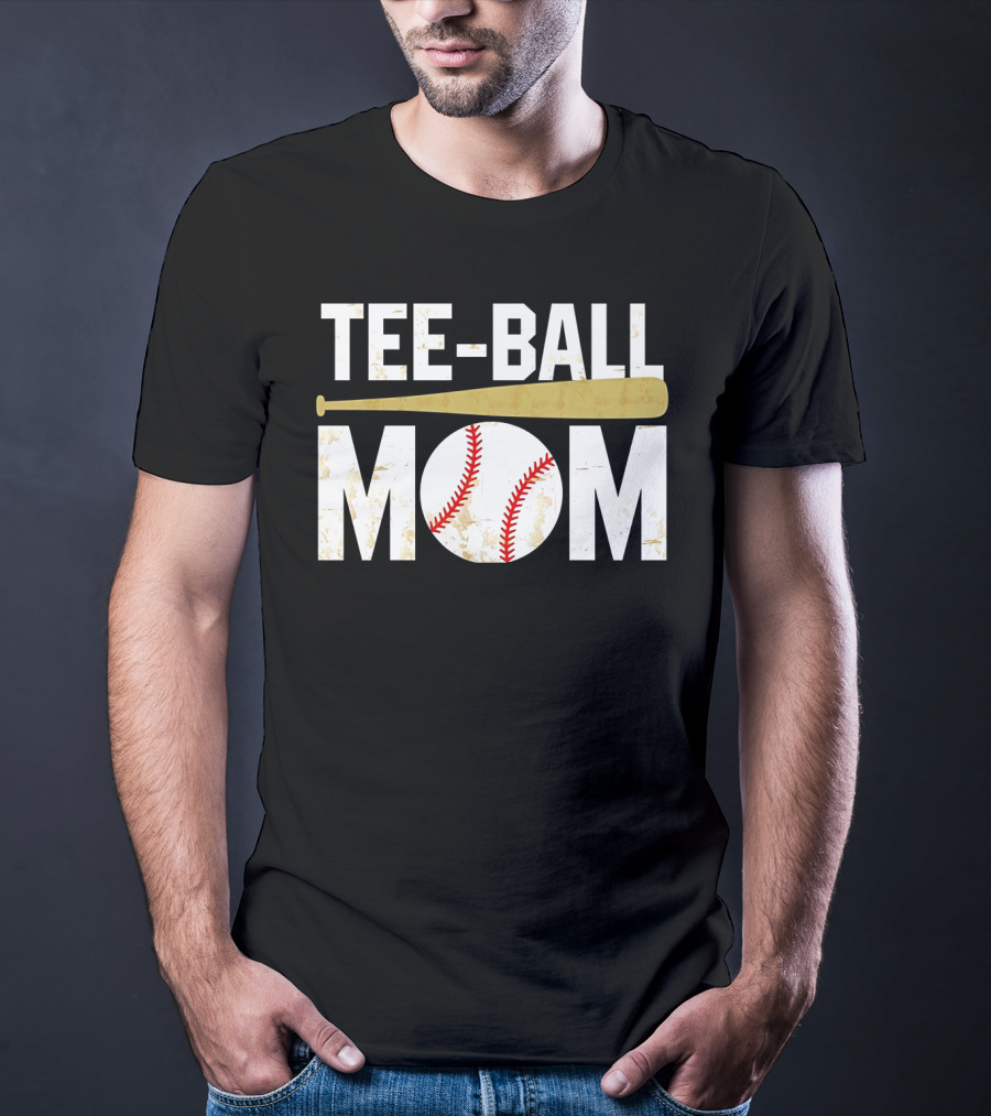 Tee-Ball Mom Baseball Softball Mama Tball Supporter T-Shirt