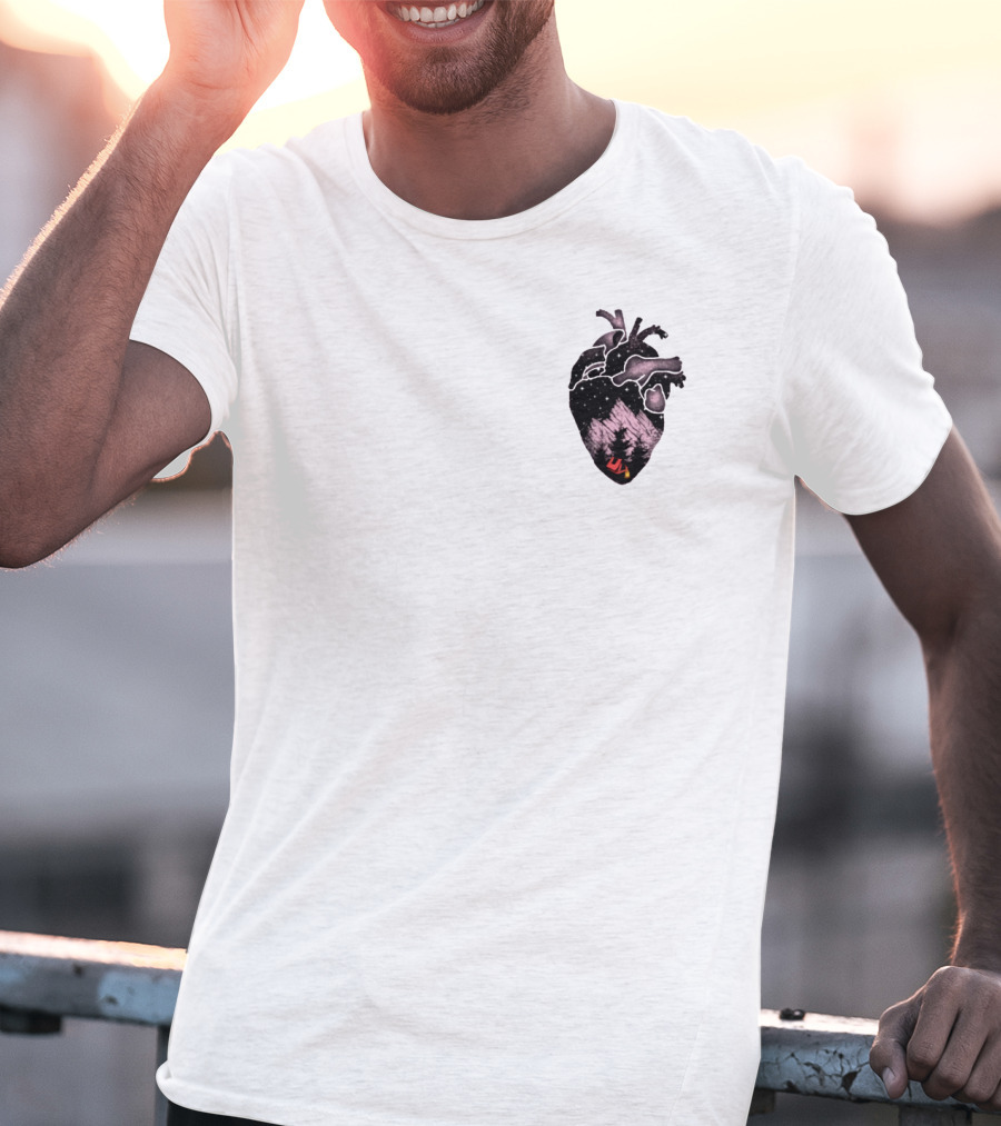 Camping Heart Forest Night Tent T-Shirt