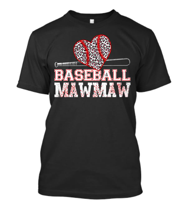 Baseball Mawmaw Leopard Print Heart With Bat T-Shirt