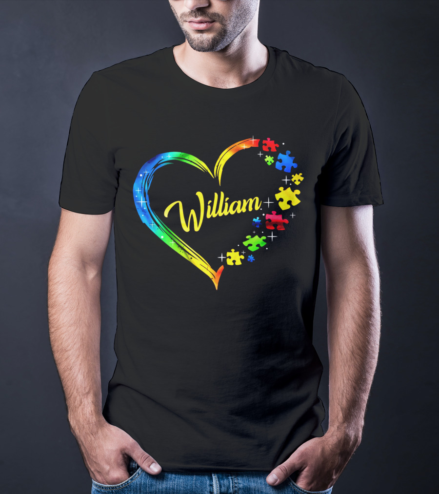 William Autism Puzzle Heart Rainbow Puzzles T-Shirt