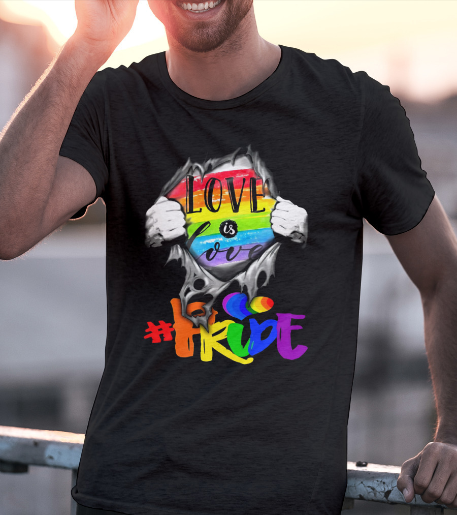 Love Is Love Rainbow Pride Hashtag T-Shirt