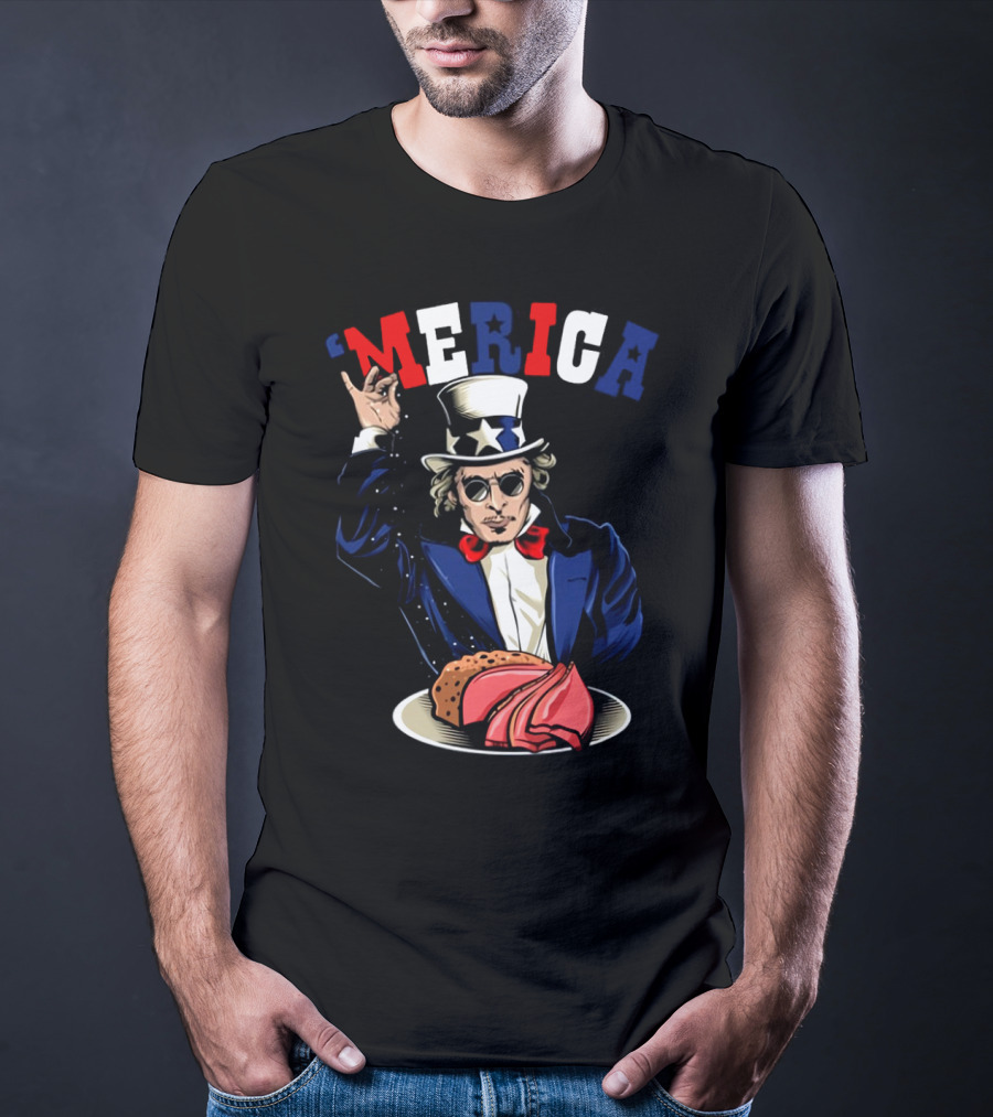 'Merica Uncle Sam Rock And Roll Patriotic Tacos Pizza T-Shirt