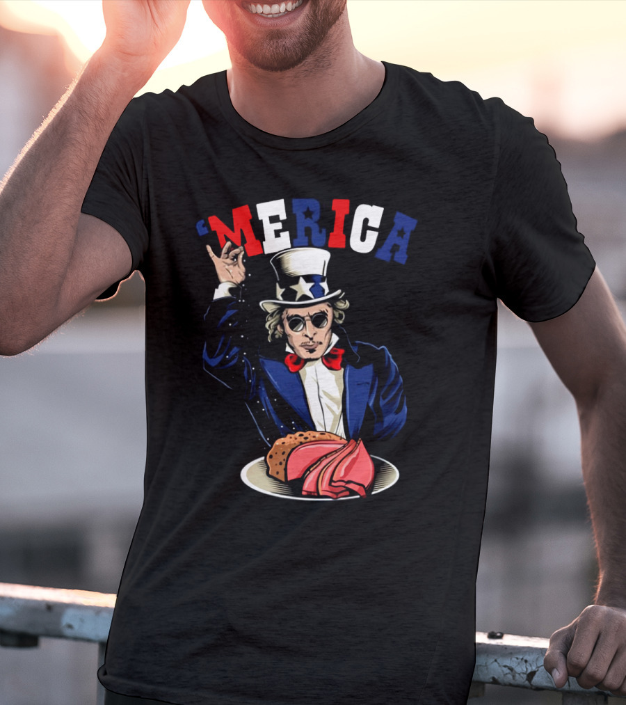 'Merica Uncle Sam Rock And Roll Patriotic Tacos Pizza T-Shirt