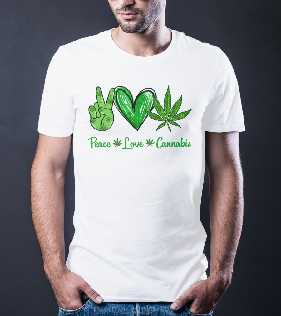 Peace Love Cannabis Green Symbols T-Shirt