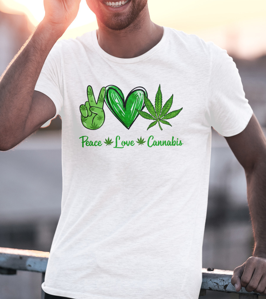 Peace Love Cannabis Green Symbols T-Shirt
