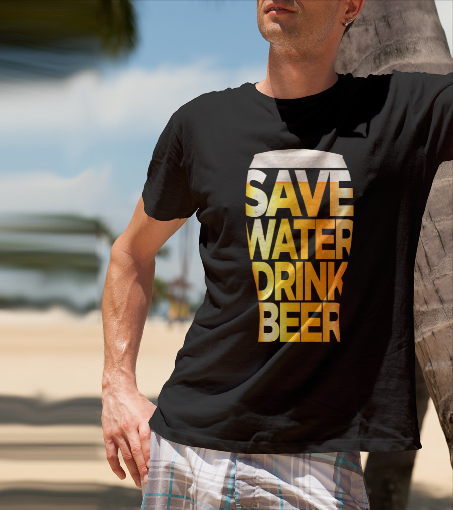 Save Water Drink Beer Retro Funny Beer Pint Glass T-Shirt