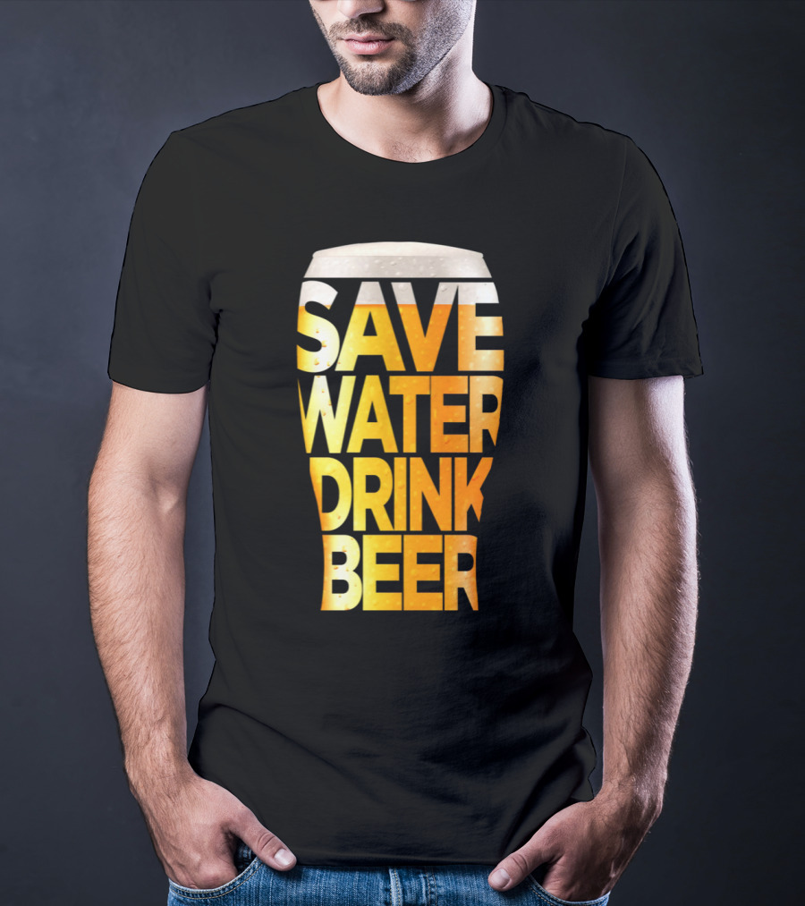 Save Water Drink Beer Retro Funny Beer Pint Glass T-Shirt