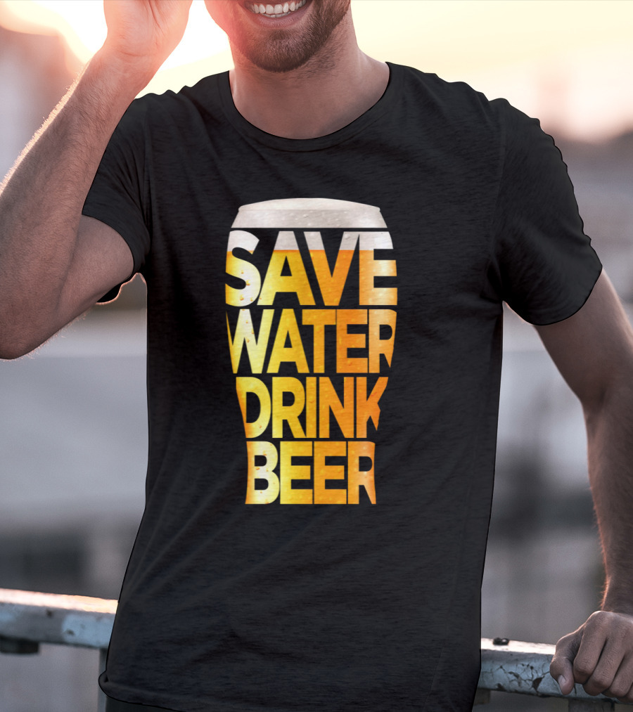 Save Water Drink Beer Retro Funny Beer Pint Glass T-Shirt