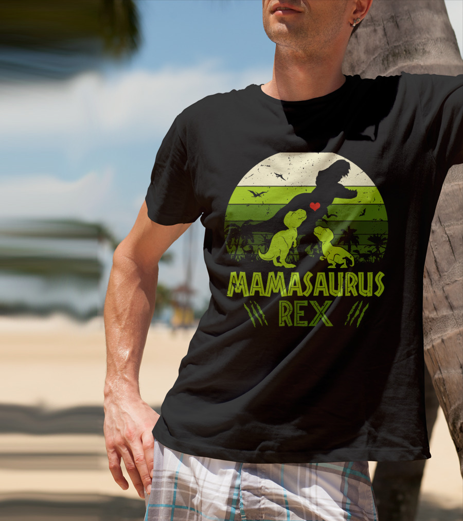 Vintage Retro Mamasaurus Rex Dinosaur Lover 2 Kids T-Shirt
