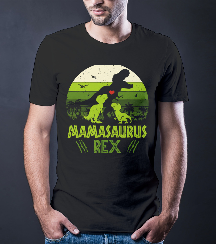 Vintage Retro Mamasaurus Rex Dinosaur Lover 2 Kids T-Shirt