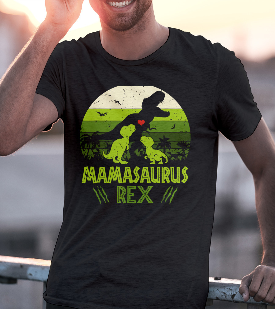 Vintage Retro Mamasaurus Rex Dinosaur Lover 2 Kids T-Shirt