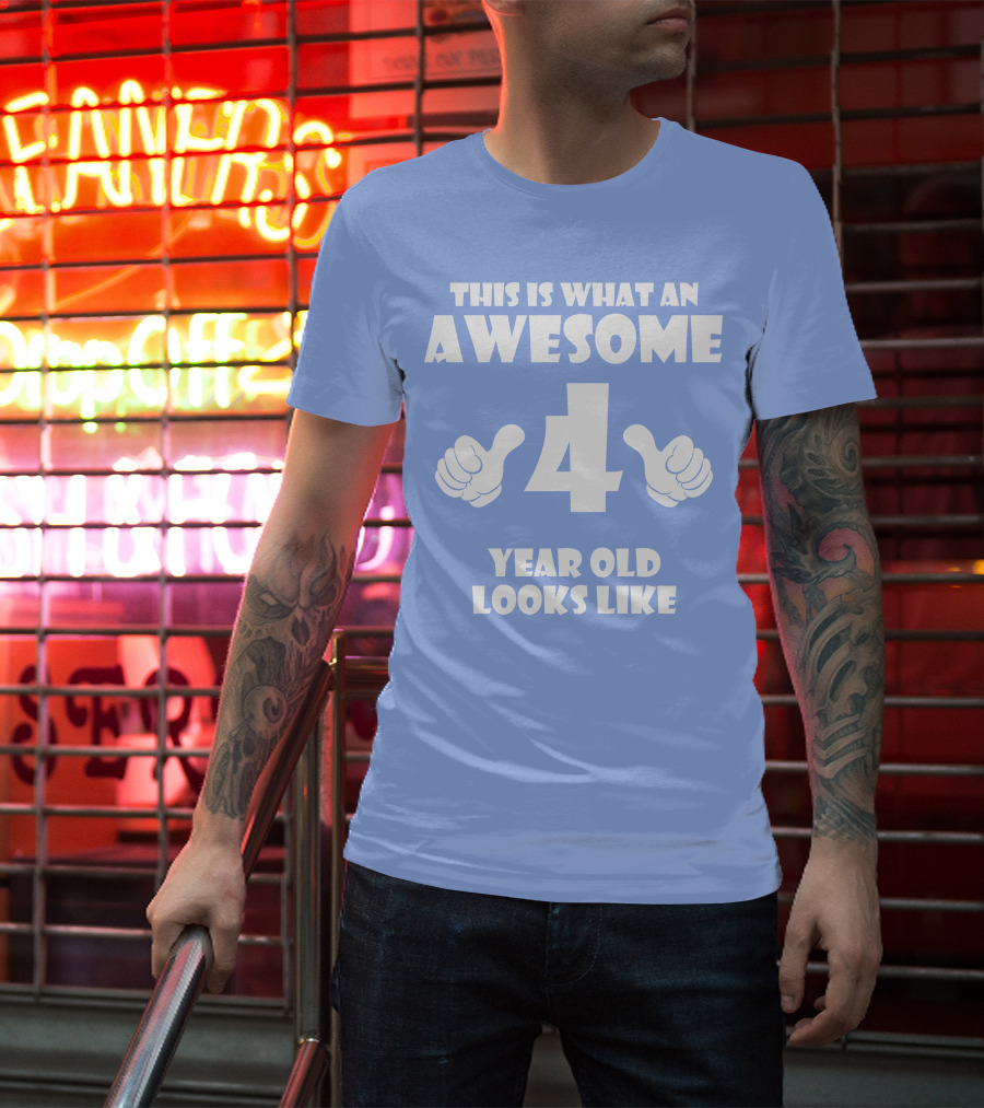 This Is What An Awesome 4 Year Old Looks Like Thumbs Up T-Shirt