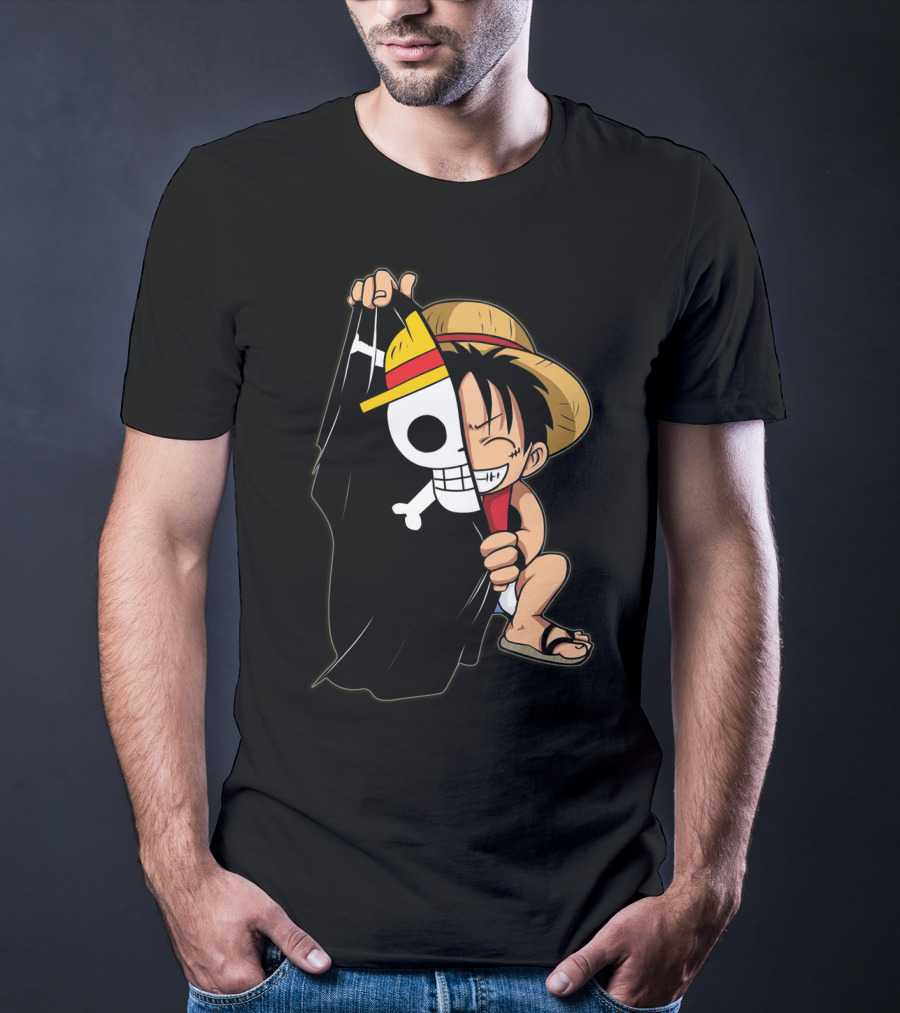 Luffy Pirate Hat Skull Flag Onepiece T-Shirt