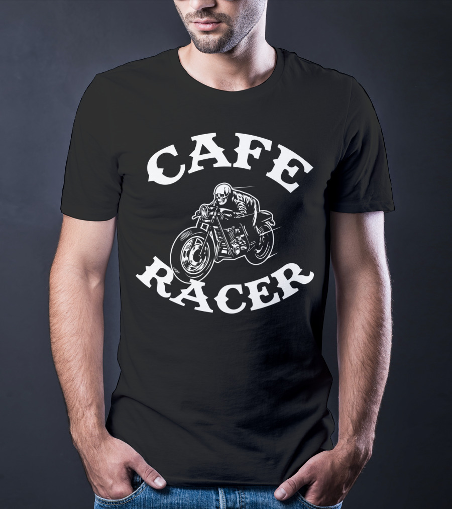 Cafe Racer Motorcycle Biker Skull Rider T-Shirt