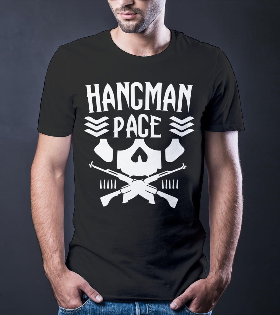 HANGMAN PAGE Skull Crossed Guns Chevrons T-Shirt