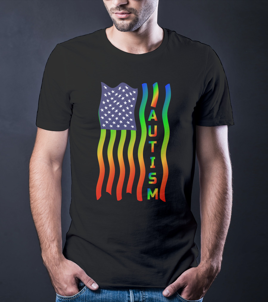 American Flag Autism Awareness Teacher T-Shirt