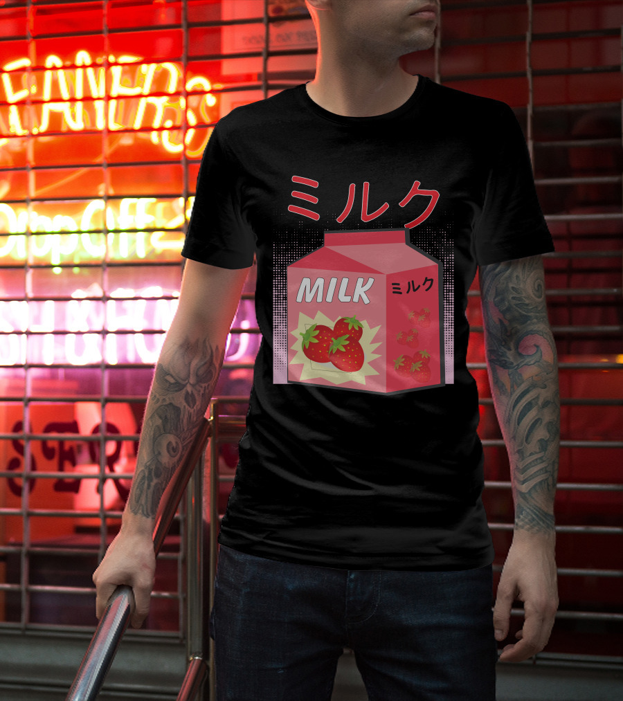 Japanese Otaku Anime Milk Strawberry Milkshake T-Shirt