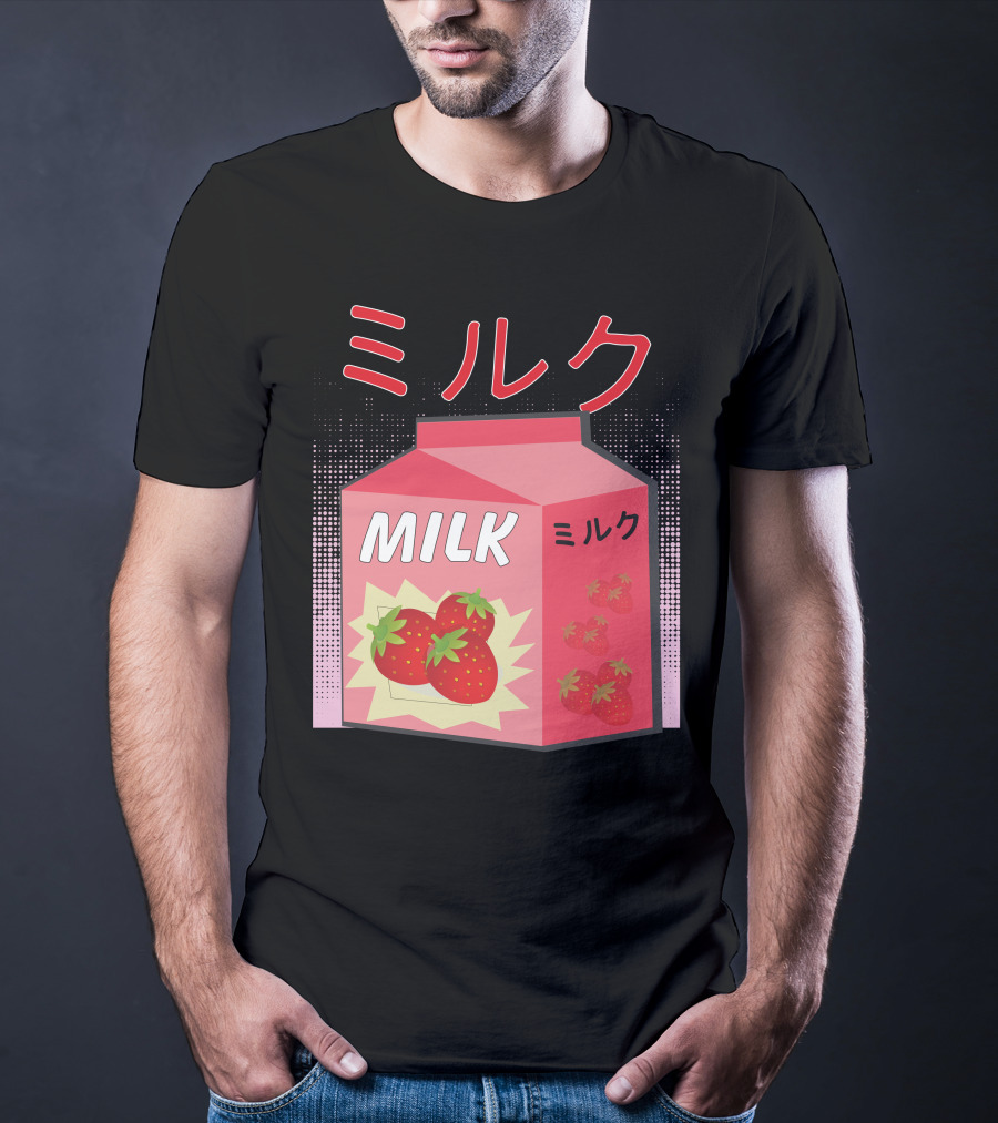 Japanese Otaku Anime Milk Strawberry Milkshake T-Shirt