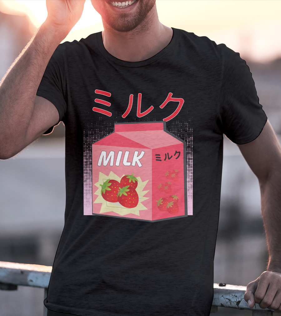 Japanese Otaku Anime Milk Strawberry Milkshake T-Shirt