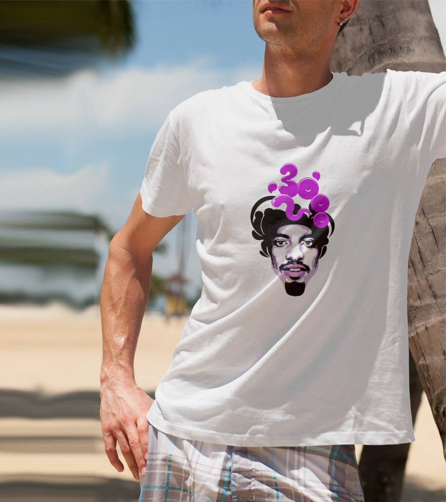 Andre 3000 Face Graphic With Purple Bubble Numbers T-Shirt