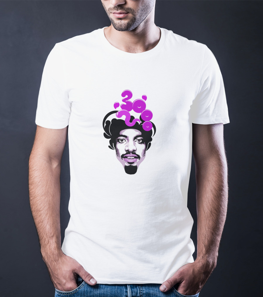 Andre 3000 Face Graphic With Purple Bubble Numbers T-Shirt