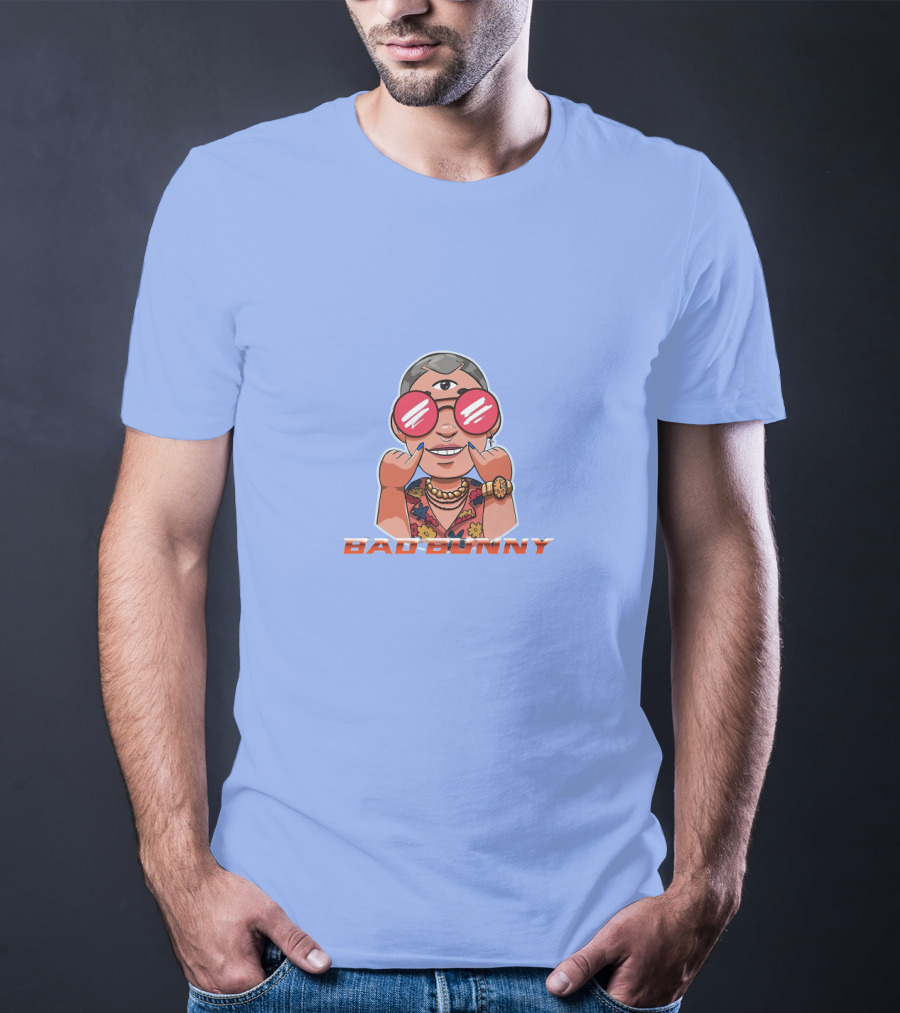 YHLQMDLG Bad Bunny Cartoon With Third Eye And Sunglasses T-Shirt