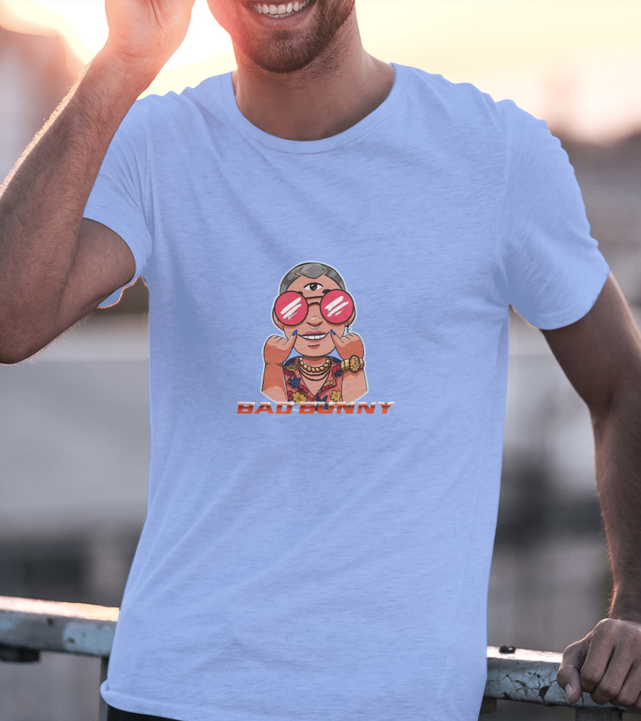 YHLQMDLG Bad Bunny Cartoon With Third Eye And Sunglasses T-Shirt