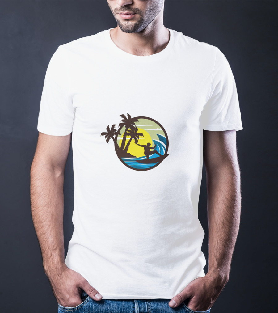 Surfing Sport Tropical Sunset Wave Palms Rider T-Shirt