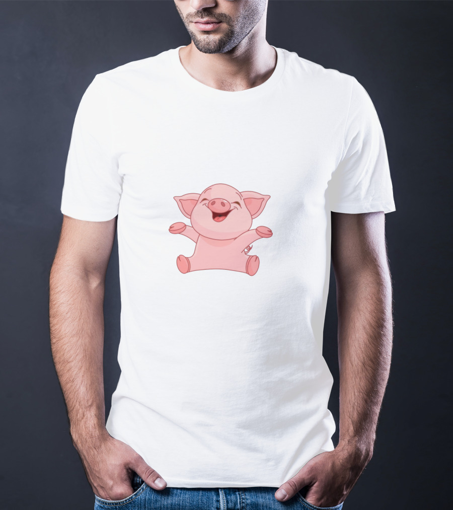 Piggy Minitoon Happy Cartoon Pig Character T-Shirt