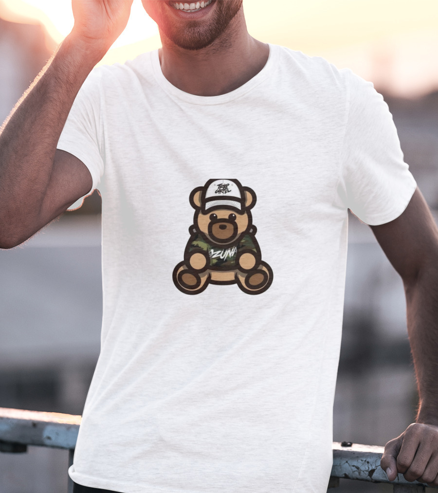 Ozuna Teddy Bear Wearing Camo Outfit And Trippy Gang Cap T-Shirt