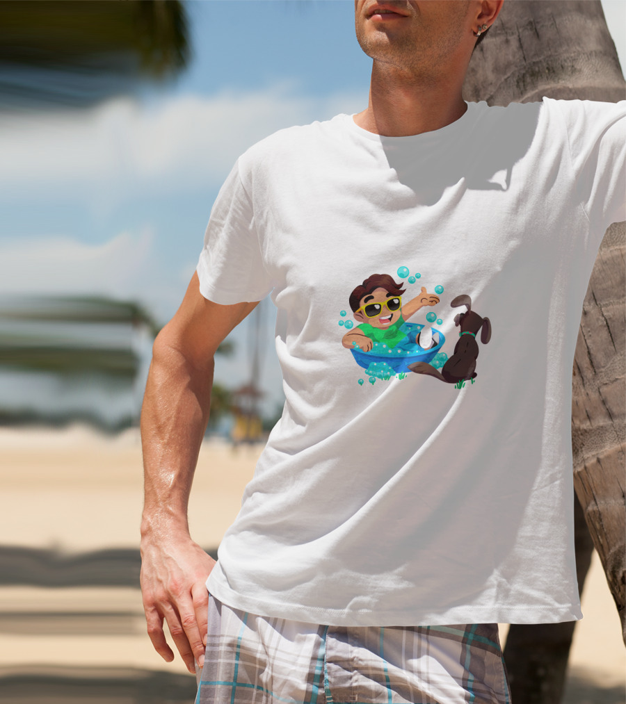 Guava Juice Fun Pool Adventure With Dog And Bubbles T-Shirt