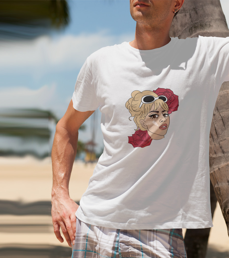 Kali Uchis Blonde Sunglasses Red Roses T-Shirt