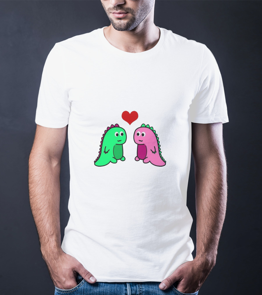 LaurDIY Green And Pink Dinosaur Heart T-Shirt