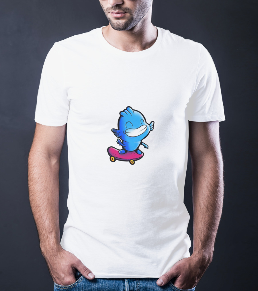 Gawx Blue Character Skateboarding Adventures T-Shirt