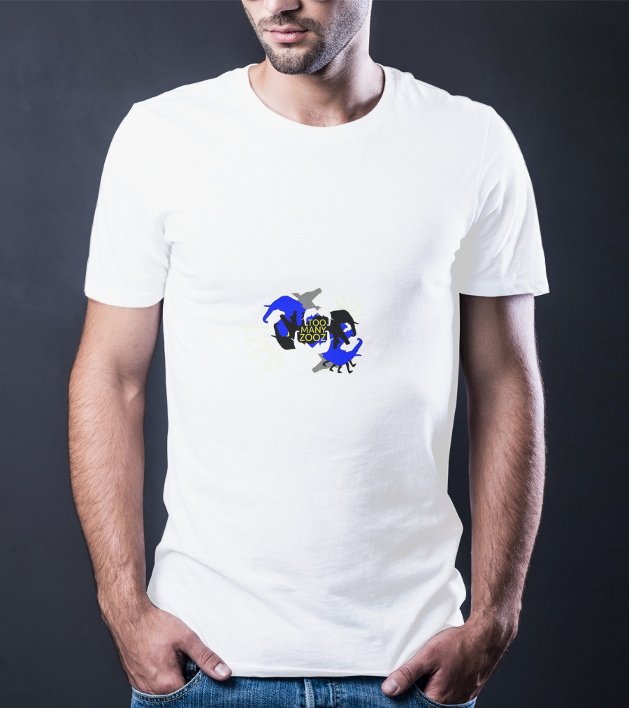 Too Many Zooz Animal Silhouettes In Blue And Black T-Shirt