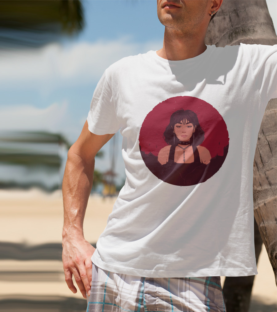 XCX Gothic Style Portrait With Cross Accessories T-Shirt