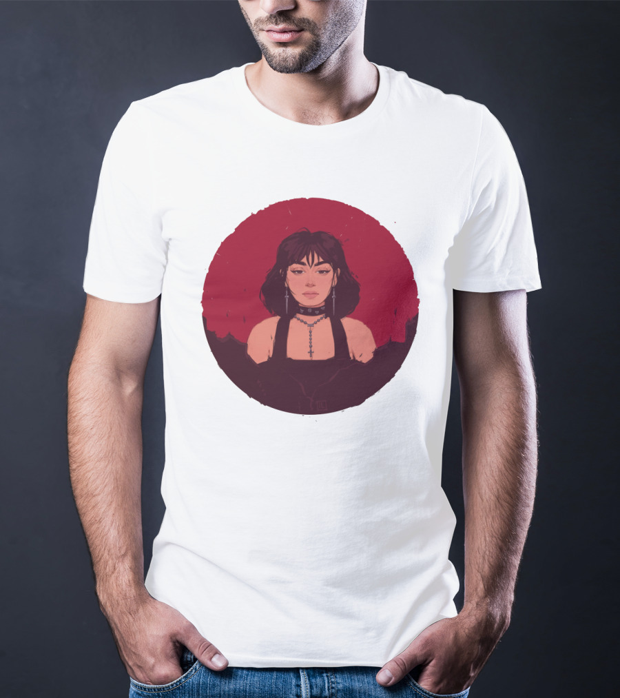 XCX Gothic Style Portrait With Cross Accessories T-Shirt