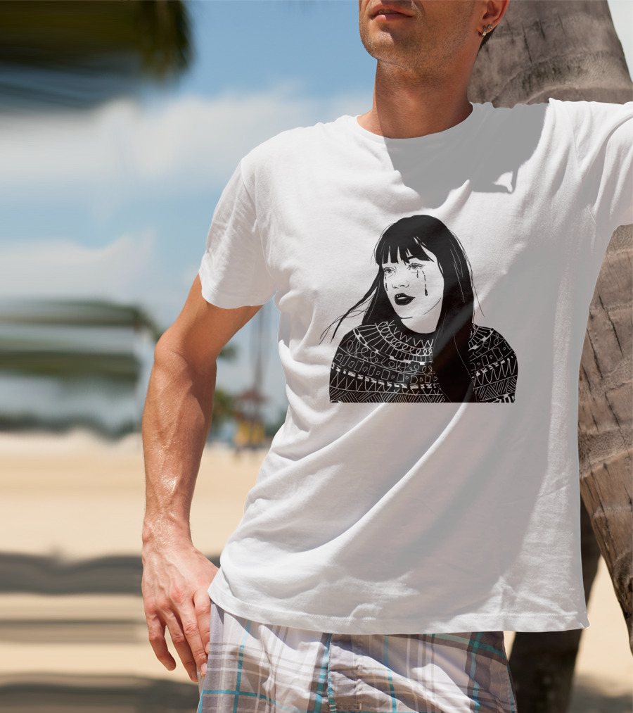 Druck Crying Woman T-Shirt