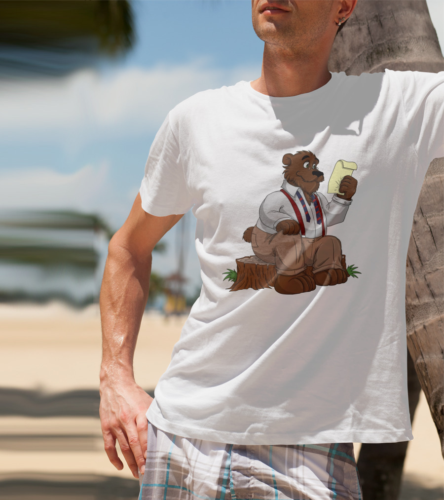 Papa Bear Reading Note Iconic Cartoon T-Shirt