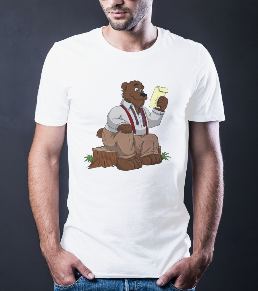 Papa Bear Reading Note Iconic Cartoon T-Shirt