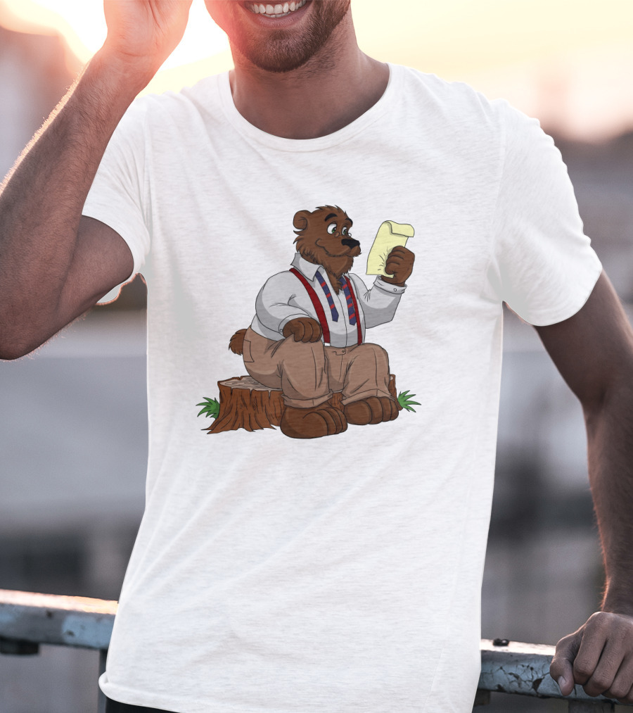 Papa Bear Reading Note Iconic Cartoon T-Shirt