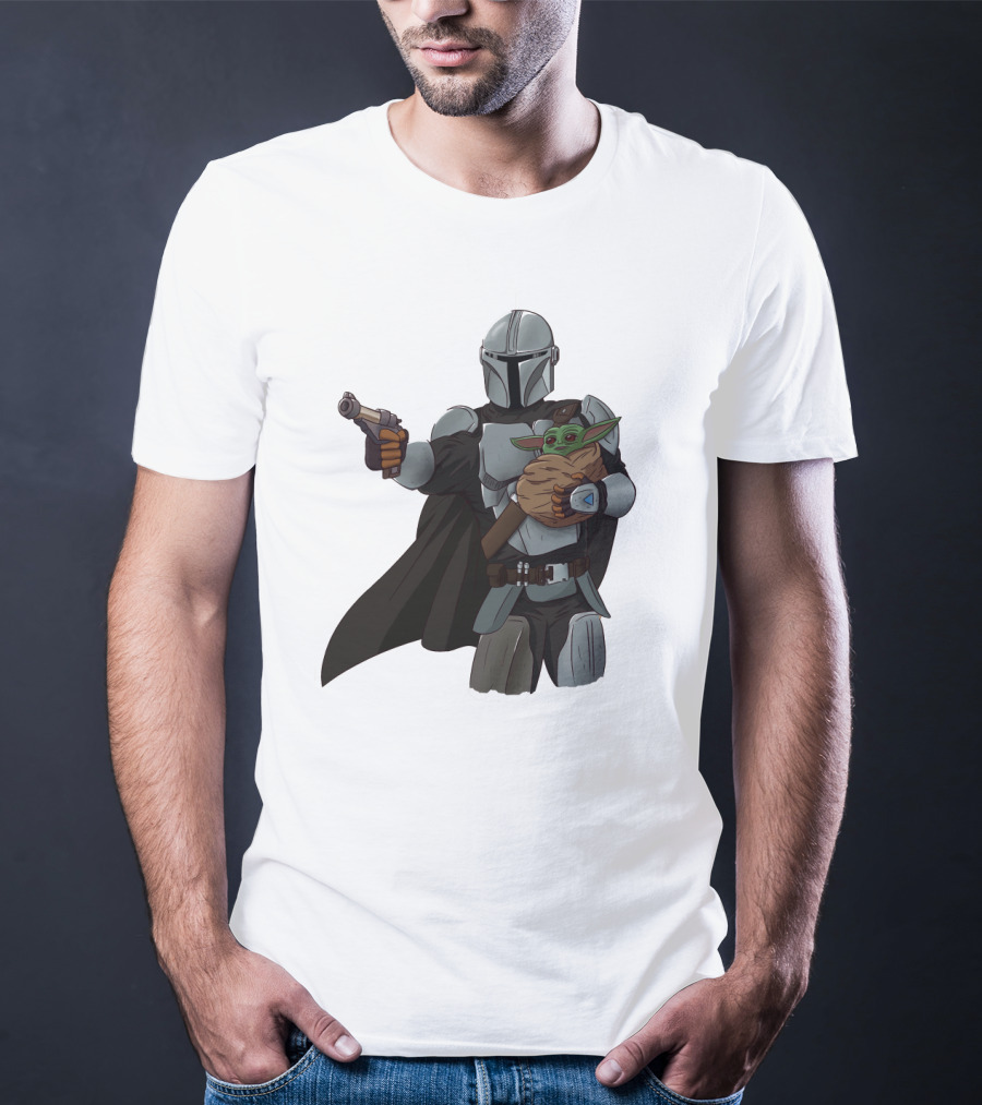 Dadalorian Star Warrior Protector With Child Alien Sidekick T-Shirt
