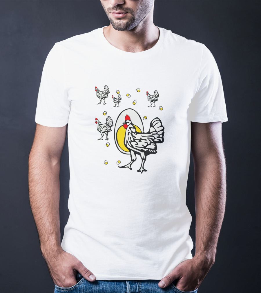 Roseanne Chicken Egg And Yellow Bubbles Motif T-Shirt