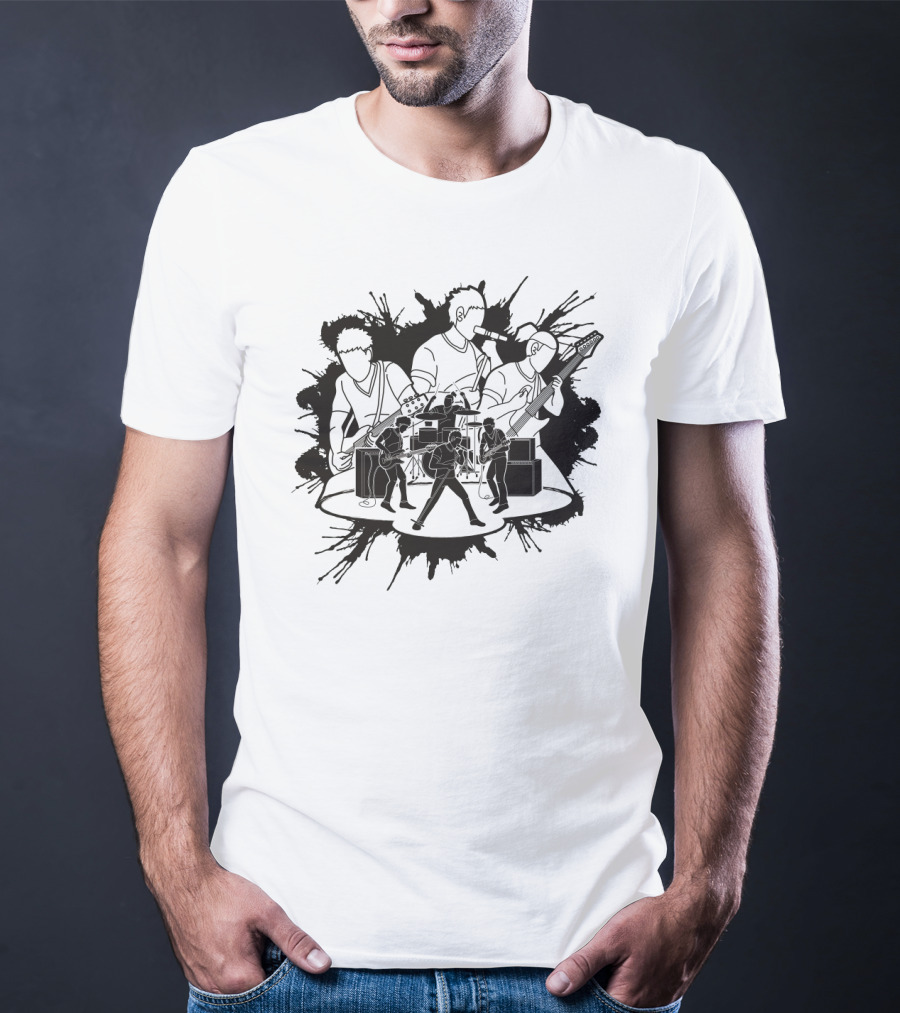 Band Performers Silhouette With Instruments And Amplifiers T-Shirt