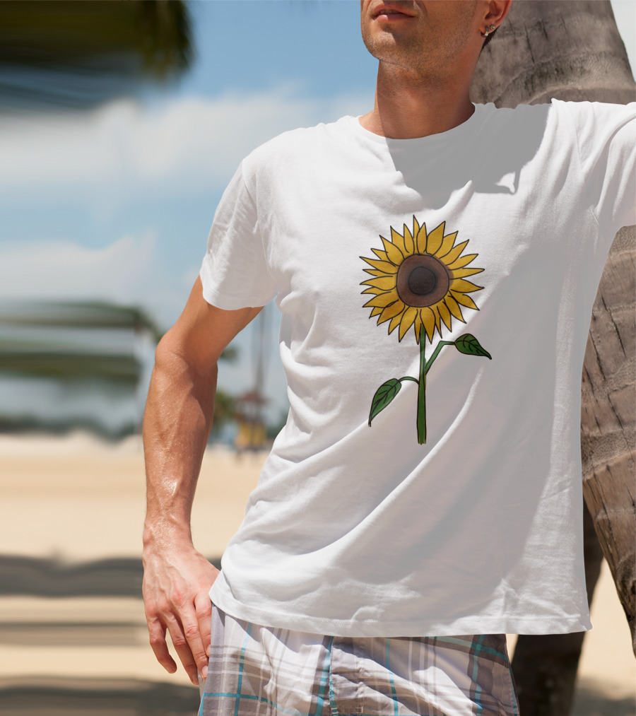Sunflower Drawing Floral Botanical Nature T-Shirt